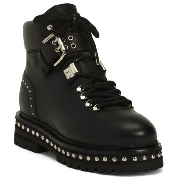 LOLA CRUZ Leather Lace Up Booties - Picture 1 of 3